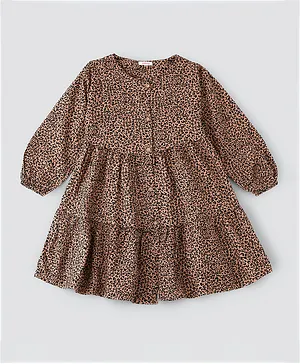 Jelliene All Over Printed Dress - Brown