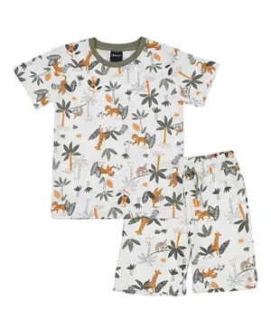 Urbasy Jungle Printed T-Shirt with Shorts - Multicolor