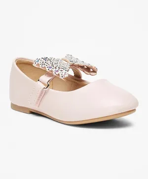 Flora Bella by ShoeExpress Embellished Bow Applique Mary Jane Shoes - Pink