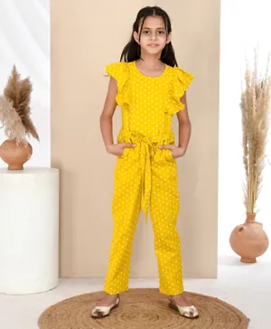 Babyqlo Polka Dots Frilled Jumpsuit - Yellow