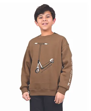 Little Kangaroos Scooter Graphic Sweatshirt - Mocha