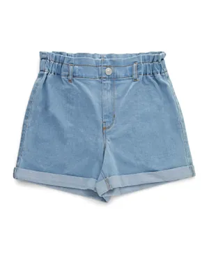 Little Pieces Elastic Waist Shorts - Light Blue