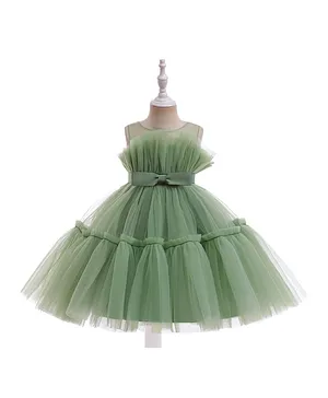 DDaniela Bow Front Ruffle Hem Gown - Green