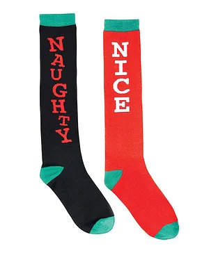 Party Centre Naughty and Nice Knee Socks - Multicolour