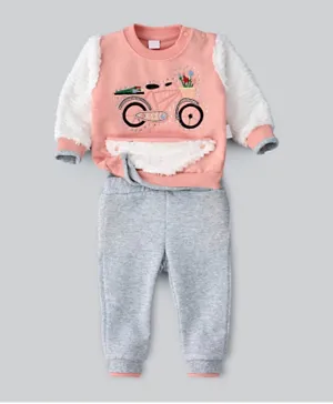 Babyqlo 2Pc Bicycle Winter Pajama Set - Peach