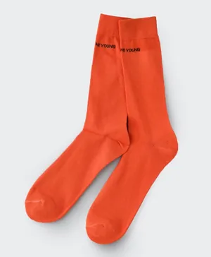 Among The Young Logo Detail Quarter Length Socks - Orange