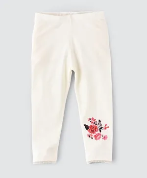 Jelliene Flower Knit Leggings - White