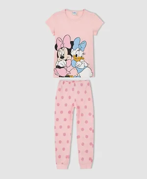 DeFacto Minnie & Daisy Knitted Pajamas Set - Pink