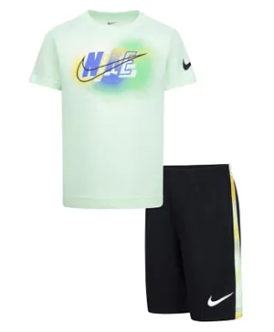 Nike Hazy Rays Graphic T-shirt & Shorts Set - Green & Black