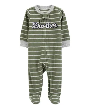Carter's Little Brother Zip-Up Fleece Sleep & Play Pajamas - Green