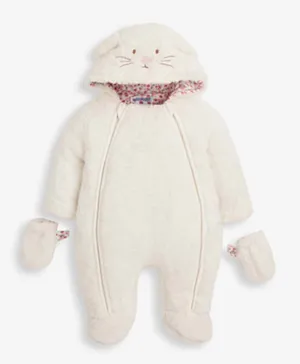 JoJo Maman Bebe Cosy Bunny Sleepsuit With Mittens - Light Pink
