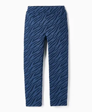 زيبي - بنطال جينز بطبعة حمار وحشي - أزرق