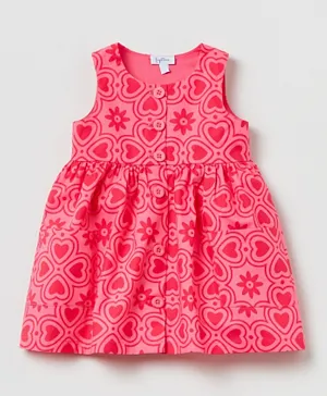 OVS Poplin Geometric Print Dress - Pink
