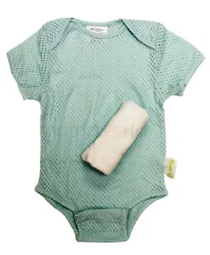 Woombie Air Tee Onesie White And Lime - Blue