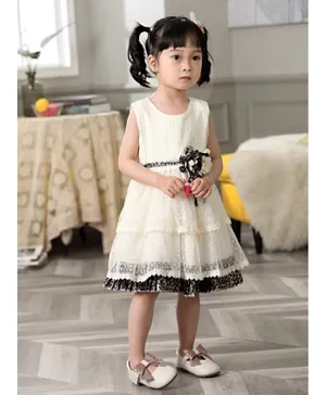Le Crystal Smart Baby Layered Dress - Beige