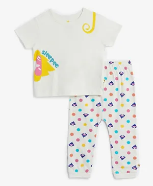 Cheekee Munkee Sleepee Monkey Graphic Pyjamas Set - White