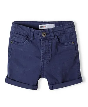 Minoti Solid Smart Twill Shorts - Dark Blue