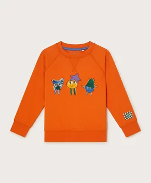 Monsoon Children Embroidered Monster Sweater - Orange
