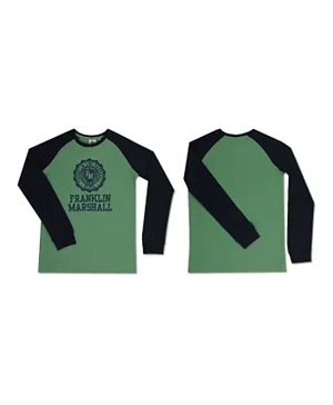 FRANKLIN MARSHALL Raglan Vintage Crest Long Sleeve T-Shirt - Green