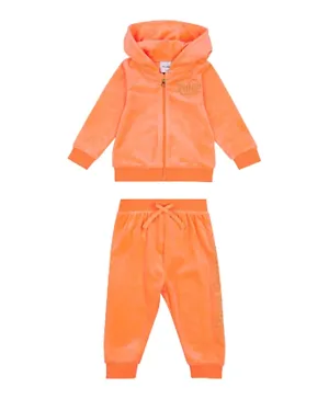 Juicy Couture Logo Graphic Zip Through Hoodie & Joggers/Co-ord Set - Orange