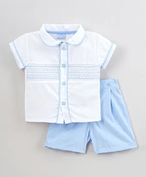 Rock a Bye Baby Smocked Shirt And Shorts Set - Blue