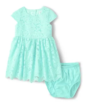 The Children's Place Solid Knit Dress with Bloomer - Blue