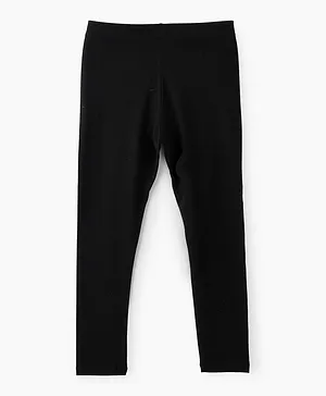 Jelliene Basic Knit Leggings - Black