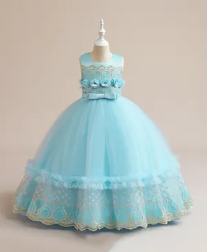 Babyqlo Floral Party Gown - Sky Blue