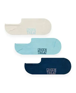 GreenTreat 3 Pack Organic Cotton Knitted Socks - Blue/White