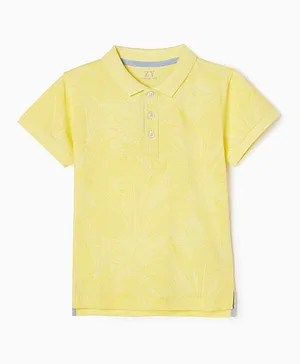Zippy Ribbed Collar Polo T-Shirt - Yellow