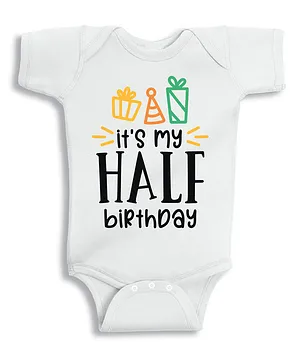 Twinkle Hands Half Birthday Onesie - White