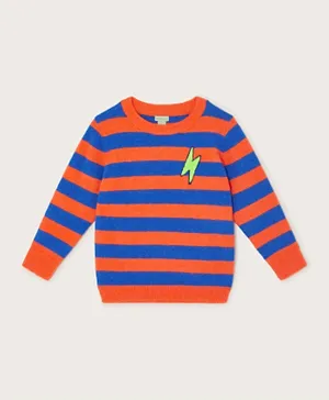 Monsoon Children Stripe Knit Jumper - Orange & Blue