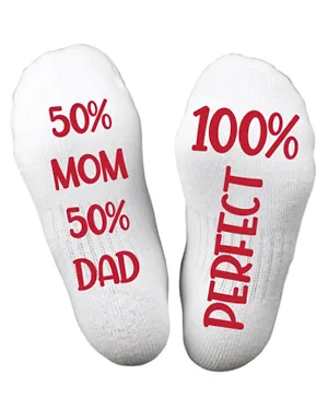 Twinkle Hands 50% mom 50% Dad 100% Perfect Socks - White