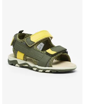 LBL by Shoexpress Hook & Loop Closure Textured Floater Sandals - Olive Green