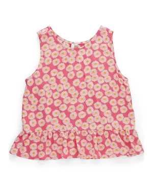 Little Pieces Daisy Printed Top - Fruit Dove