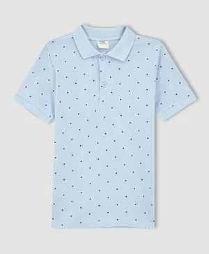 DeFacto Basic Print Polo T-Shirt - Blue
