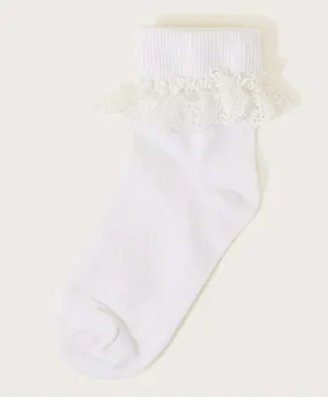 Monsoon Children Flower Lace Socks - White
