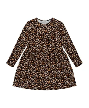 Little Pieces Cheetah Print Dress - Brown