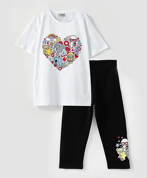 LC Waikiki Printed Tee with Pants Set - White