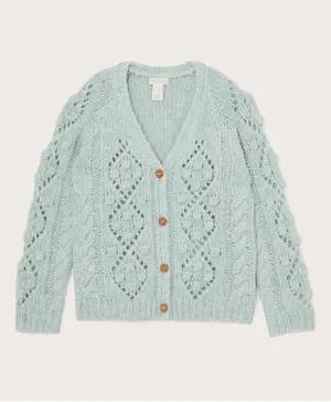 Monsoon Children Cable Knit Cardigan - Green