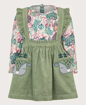 Monsoon Children Baby Print Top and Pinny Set - Green