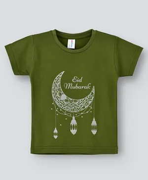 Babyqlo Short Sleeves Eid Mubarak T-Shirt - Green
