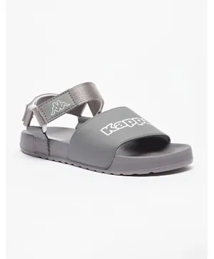 Kappa Logo Embossed Strap Sandals With Velcro Closure  - Grey
