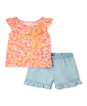 The Children's Place Floral Printed Top with Shorts Set - Peach