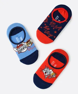 Warner Brother 3 Pack Tom and Jerry No Show Socks - Multicolor