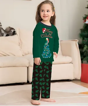 Babyqlo Merry Christmas Tree Printed Pajama Set - Green