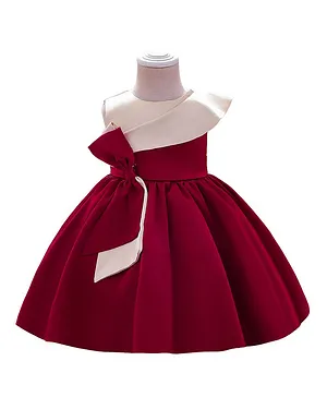 Babyqlo Two Toned Knee Length Party Dress - Red