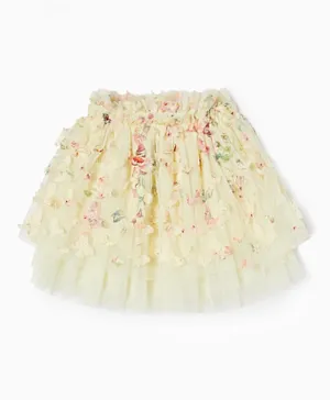 Zippy Tulle Skirt with Butterflies - Yellow