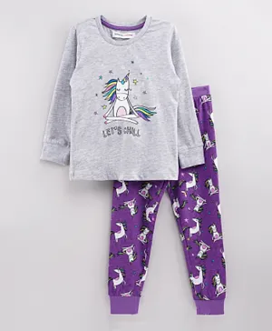 Minoti 2Pc Lets Chill Unicorn Pyjama Set - Grey