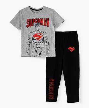 UrbanHaul X Warner Bros Superman Pyjama Set-Grey & Black